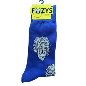 NWT Foozys Blue Einstein Novelty Crew Socks Men Size One Size